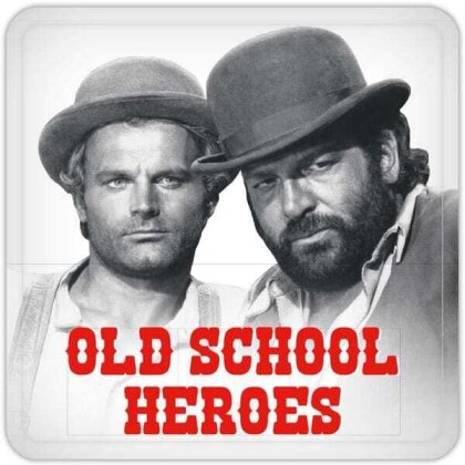 Bud Spencer & Terence Hill Bierdeckel aus Blech Old School Heroes 10 x 10 cm