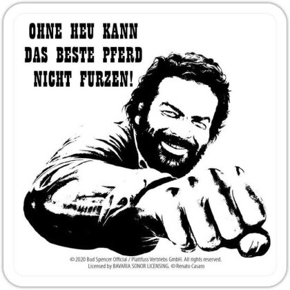 Bud Spencer Bierdeckel aus Blech Faust Pferd 10 x 10 cm