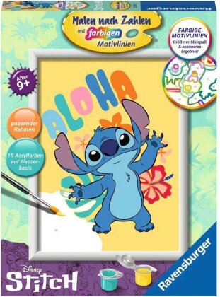 Disney Malen nach Zahlen Malset Aloha Stitch 18 x 24 cm *Deutsche Version*