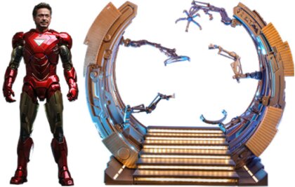 Marvel's The Avengers Movie Masterpiece Diecast Actionfigur 1/6 Iron Man Mark VI (2.0) mit Suit-Up Gantry 32 cm