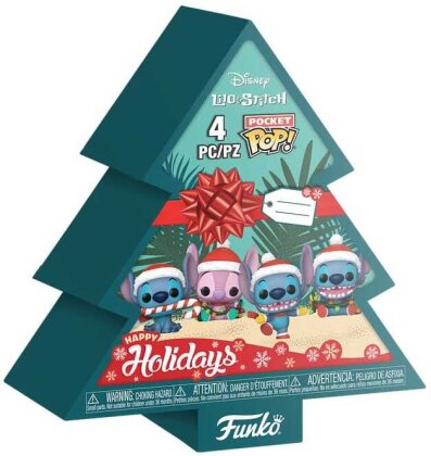 Lilo&Stitch Holiday 2025 Pocket POP! Vinyl Schlüsselanhänger 4er-Pack Tree Holiday Box 4 cm