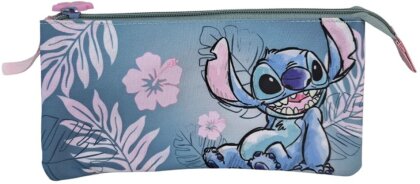 Trousse - Triple - Pink Flower - Lilo & Stitch - 22 cm