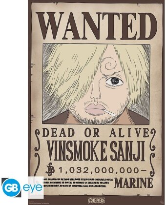 Poster - Wanted Sanji Wano - One Piece - Roulé & filmé - 91.5 cm