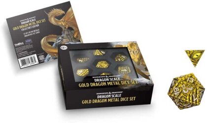 Dungeons & Dragons Premium Metall Würfel Set Dragon Scale Gold (7)