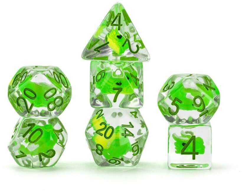 Dragon Storm Inclusion Würfel Set Green Dragon (7)