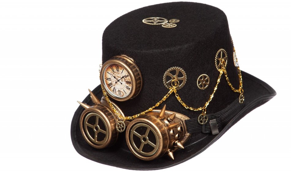 Steampunk Hut mit Brille und Kette