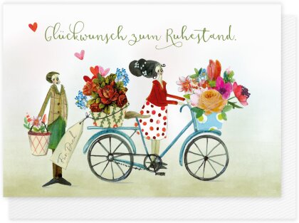 Glückwunsch zum Ruhestand Doppelkarte mit Fahrrad-Motiv