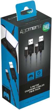 4Gamers 3M Twin Premium geflochtenes Spiel- und Ladekabel