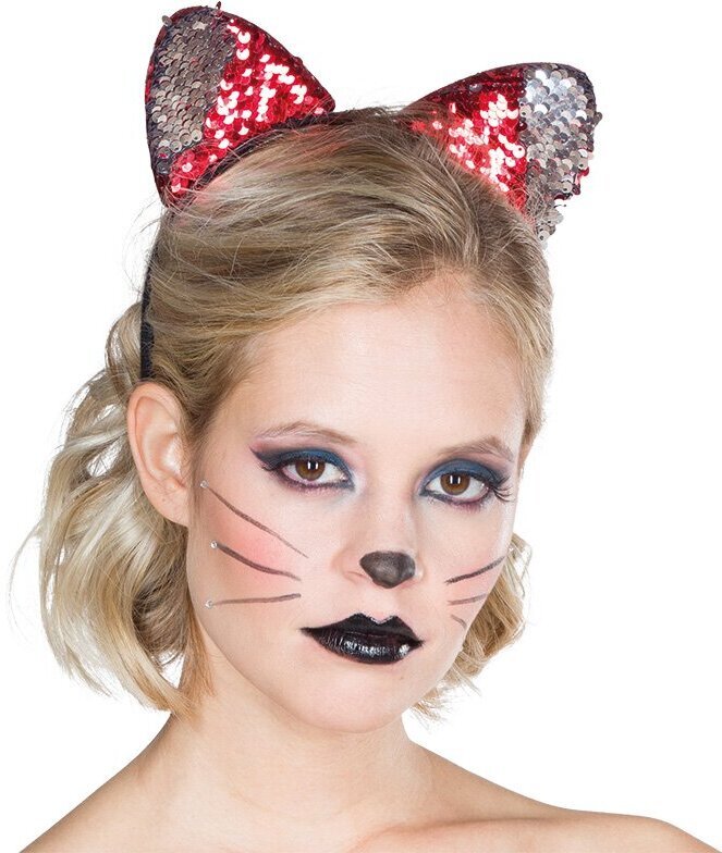 Katzen Haarreif rot/silber