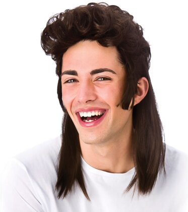 80's Mullet Brown Perücke