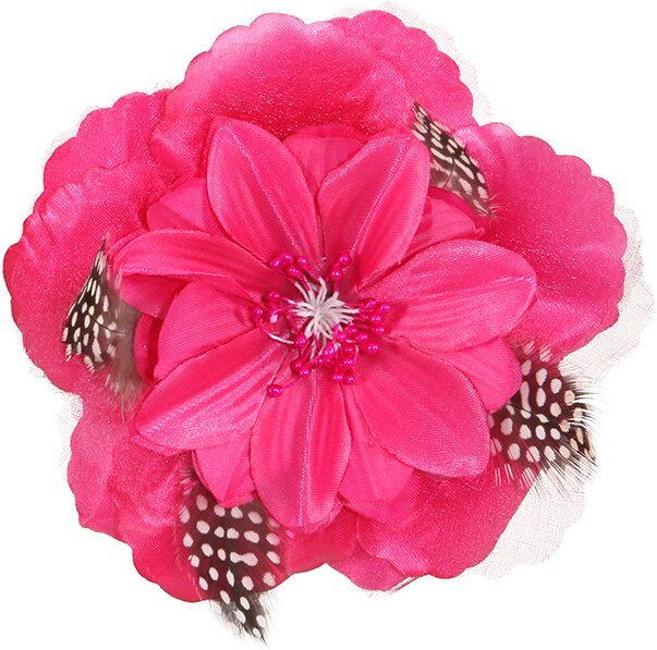 Ansteckblume pink mit Federn