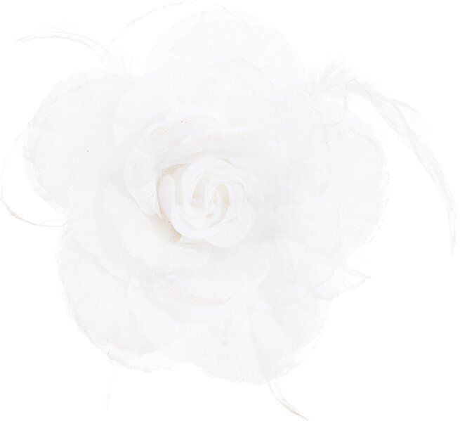 Ansteckblume weiss mit Federn