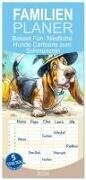 Familienplaner 2026 - Basset Fun. Niedliche Hunde Cartoons zum Schmunzeln mit 5 Spalten (Wandkalender, 21 x 45 cm) CALVENDO