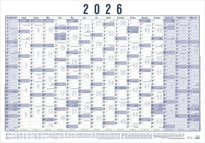 Zettler Plakatkalender 16 Mon 1 Stk. gerollt 2026 - Jahreswandkalender 100 x 70 cm, 1 Seite von Dez. 2025 bis März 2027, Wochen- & Arbeitstagezählung, Ferientermine, Kalendarium DE, 1 Stück gerollt
