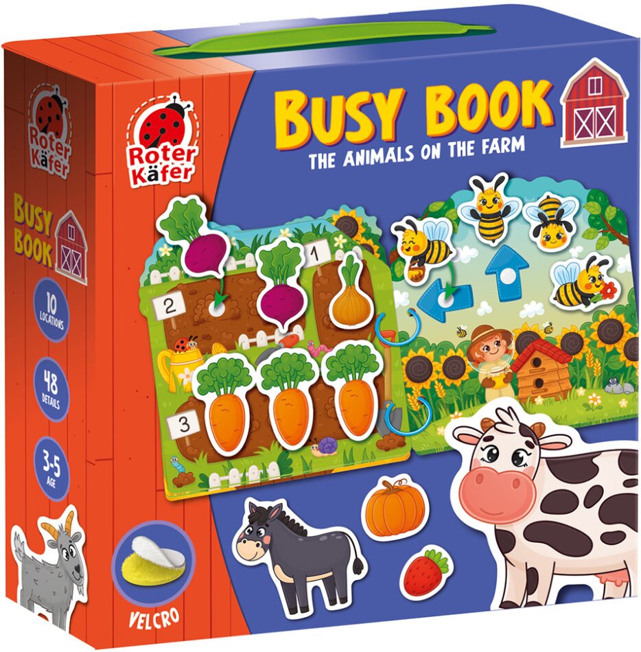 Lernspiel Roter Käfer Busy Book mit Klettverschluss Tiere auf dem Bauernhof RK1170-02