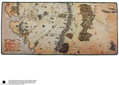 Tapis de Souris Gaming XL - Carte Terre du Milieu - Seigneur des Anneaux - 80 cm