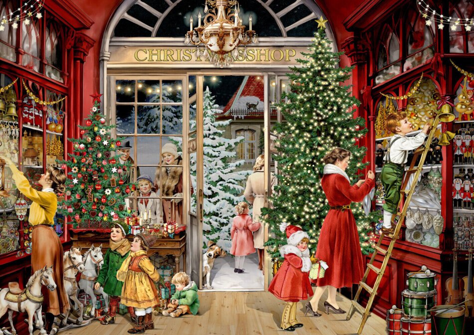 A4-Wand-Adventskalender - Nostalgischer Weihnachtsladen