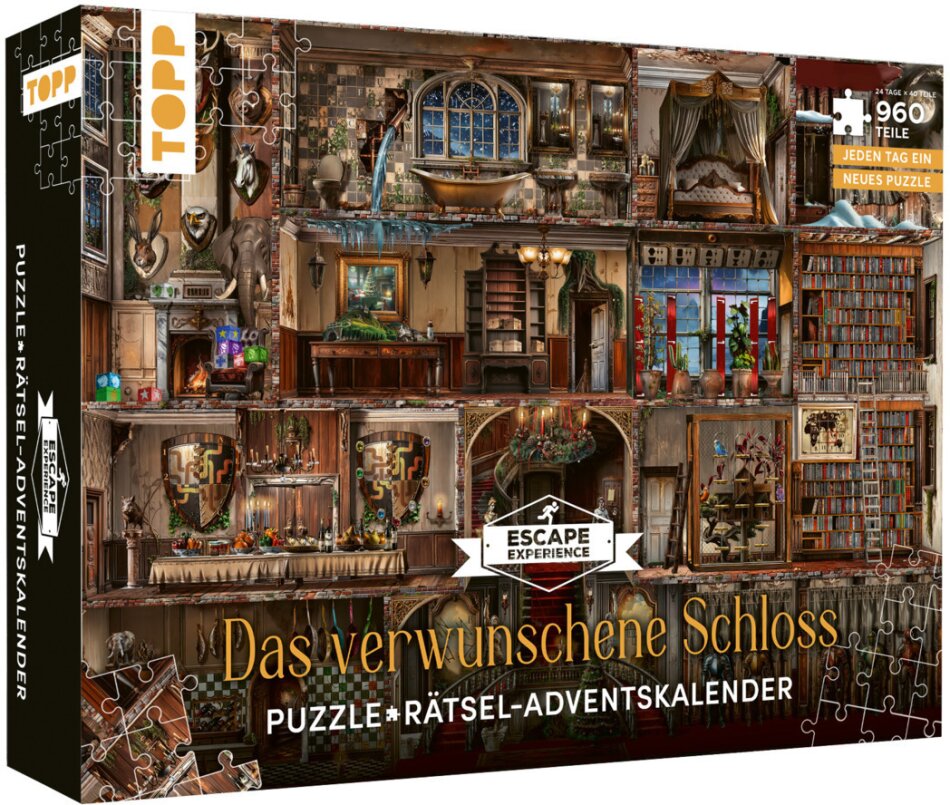 Puzzle-Rätsel-Adventskalender: Das verwunschene Schloss - 24 Puzzles mit insgesamt 960 Teilen