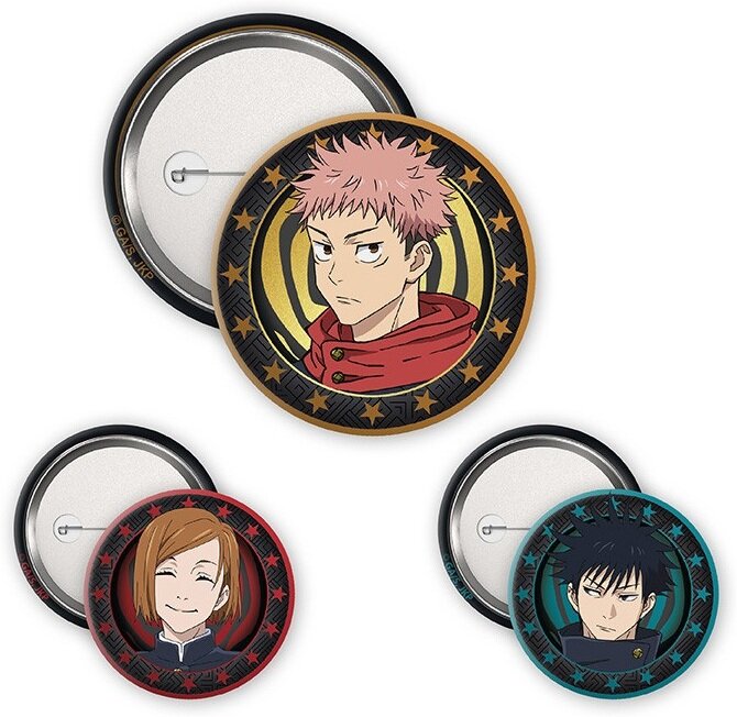 Pack de 3 Badges - Yuji, Megumi & Nobara - Jujutsu Kaisen - 11 cm