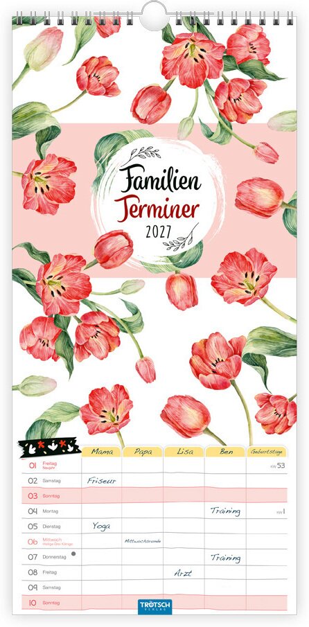 TRÖTSCH - Familienkalender Familienterminer Blumen 2027