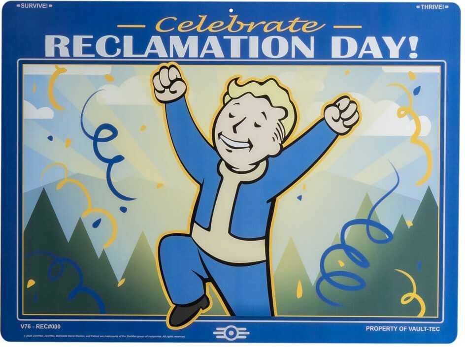 Fallout Me­tall­schild Reclamation Day