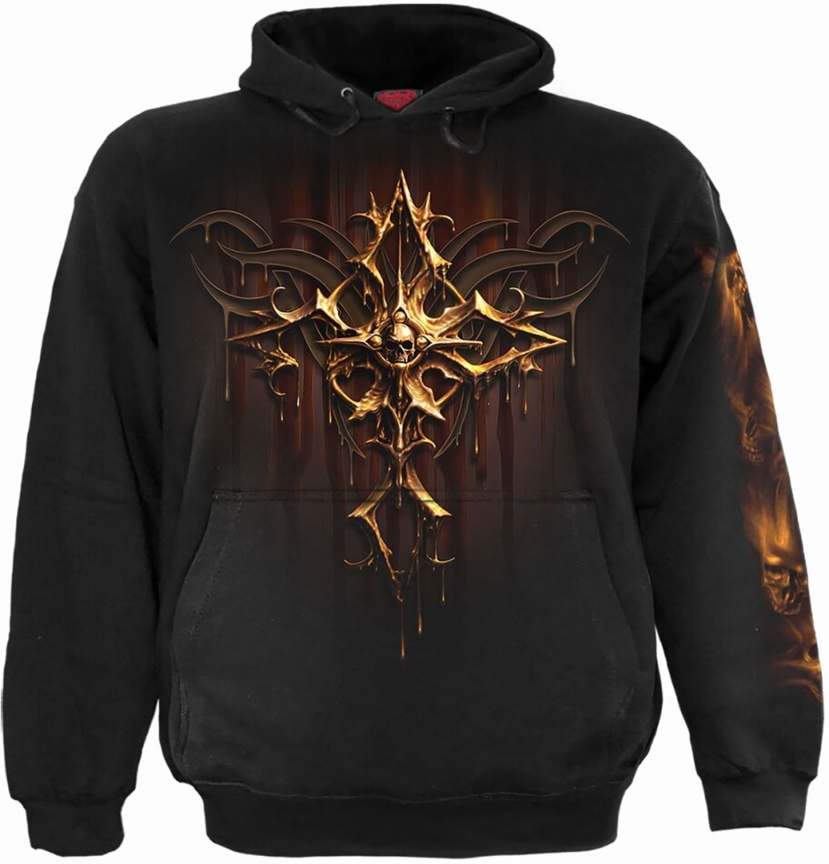 Spiral - Dripping Gold Kangaroo Pocket (Black) Hoodie