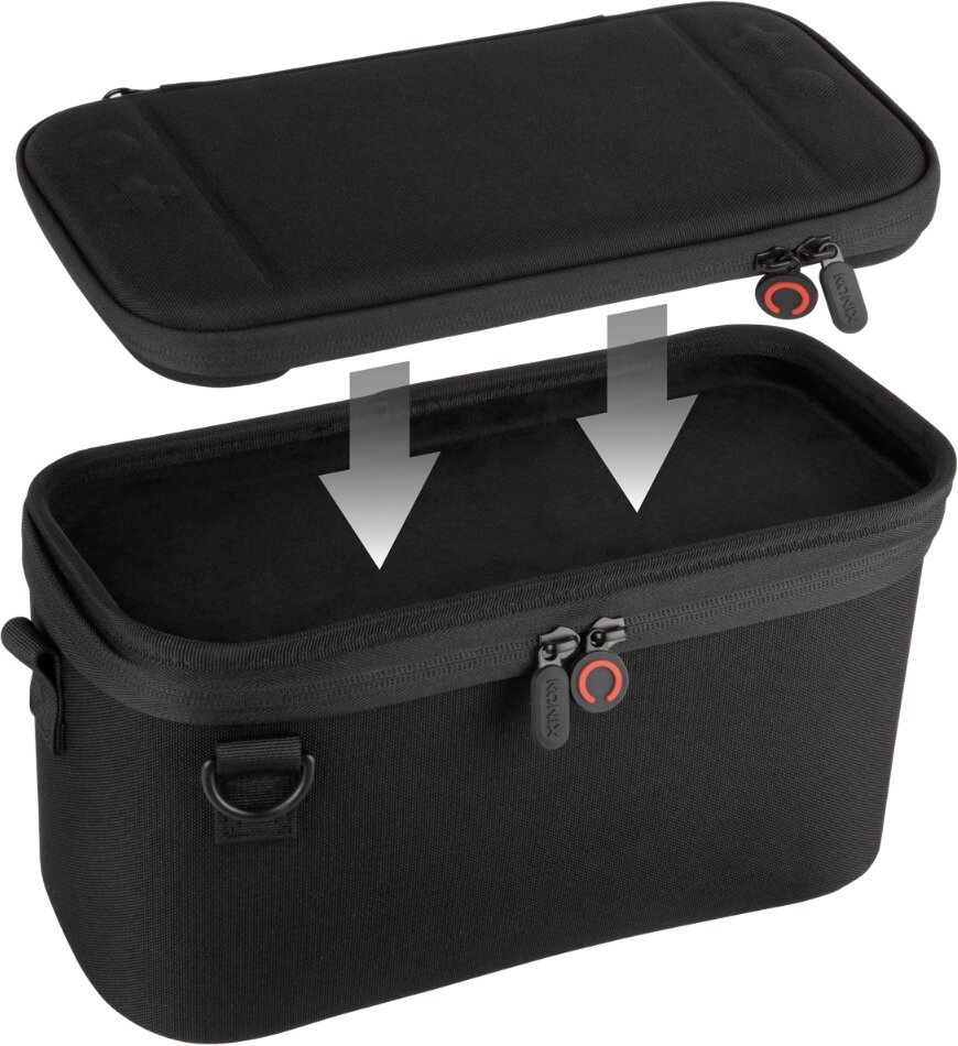 Konix Sacoche + housse de protection et transport Smart Carry Bag Nintendo Switch 2 - Filet rangement accessoires - 10 compartiments jeux - Noir