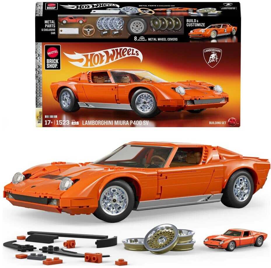 Hot Wheels Premium Mattel Brick Shop Bauset 1/12 Lamborghini Miura P400 SV