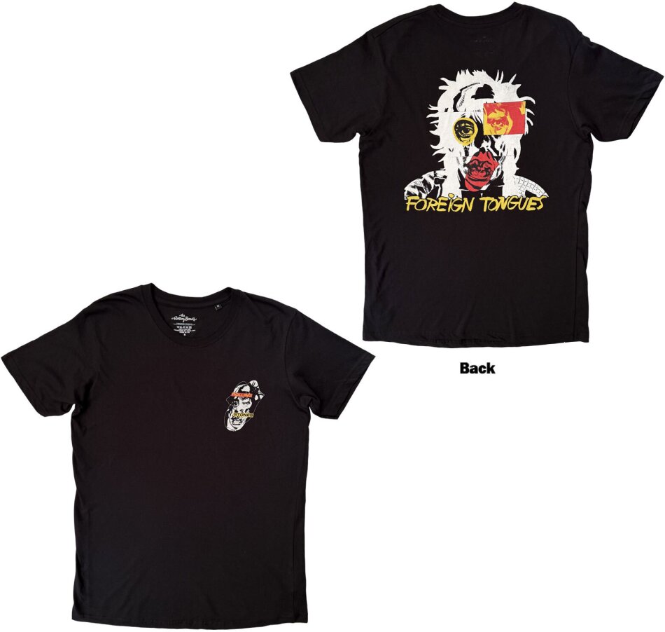 The Rolling Stones Unisex T-Shirt - Foreign Tongues Pocket Logo (Back Print)