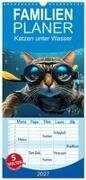 Familienplaner 2027 - Katzen unter Wasser mit 5 Spalten (Wandkalender, 21 x 45 cm) CALVENDO